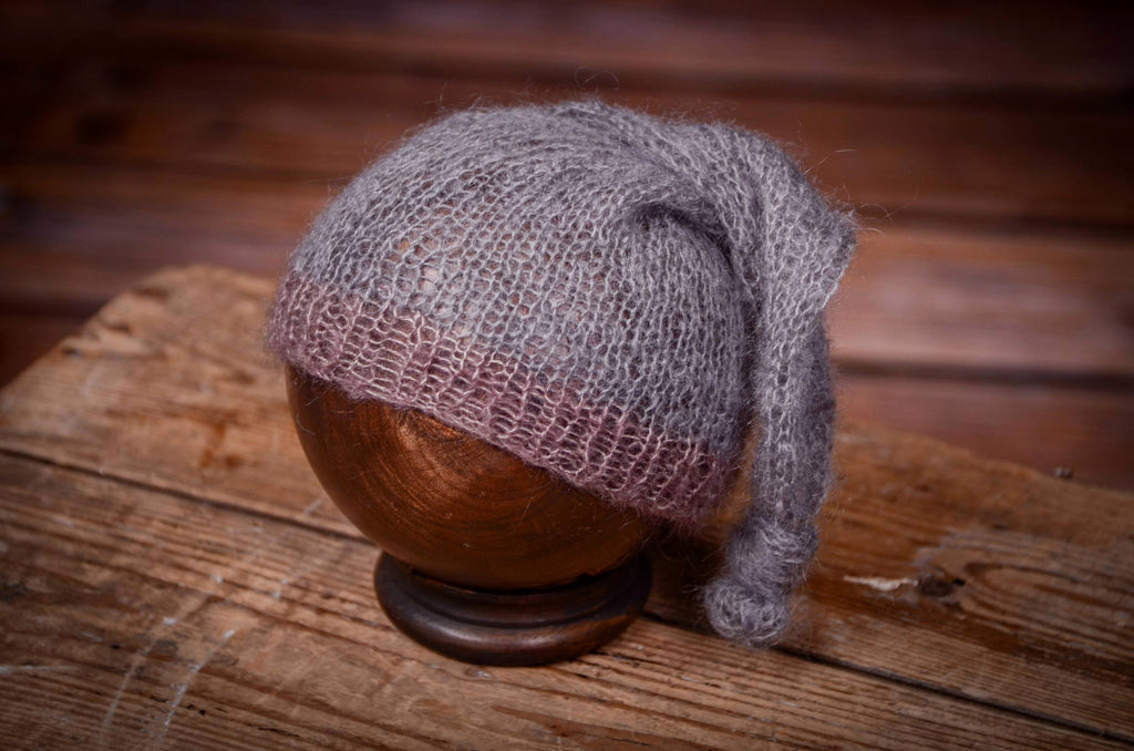 Mohair Sleeping Hat - Gray-Newborn Photography Props