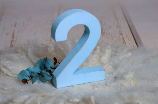 Wooden Two - Number - Blue