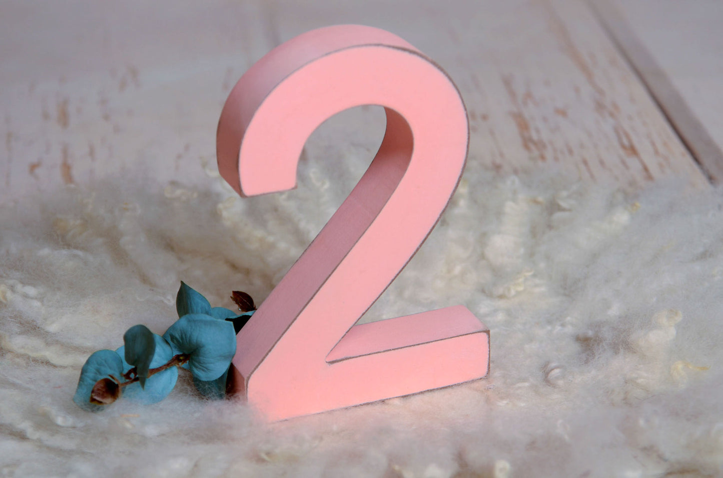 Wooden Two - Number - Pink