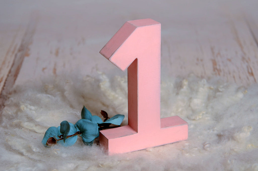 Wooden One - Number - Pink