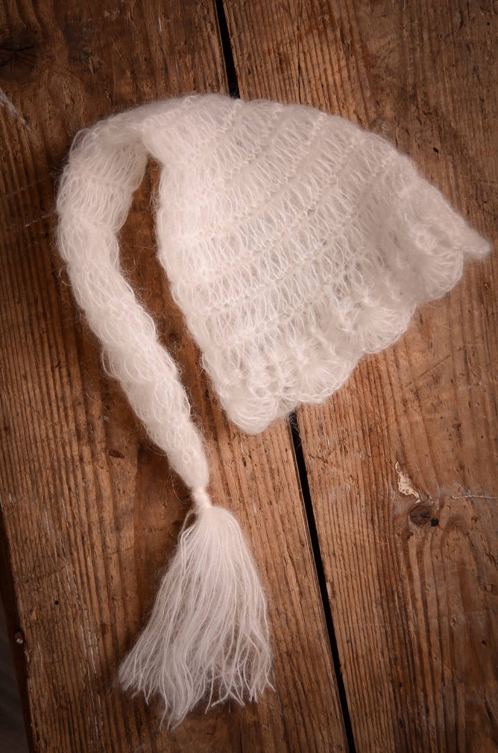 Ornate Mohair Sleeping Hat - Milk White-Newborn Photography Props