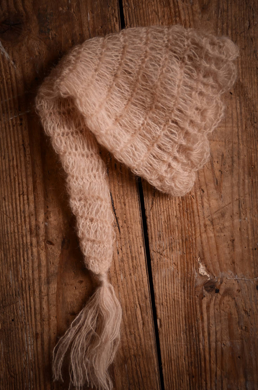 Ornate Mohair Sleeping Hat - Beige-Newborn Photography Props