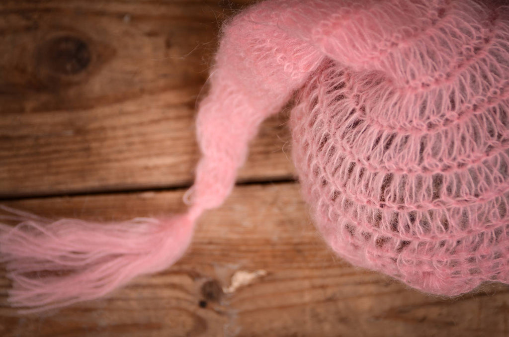 Ornate Mohair Sleeping Hat - Pink-Newborn Photography Props