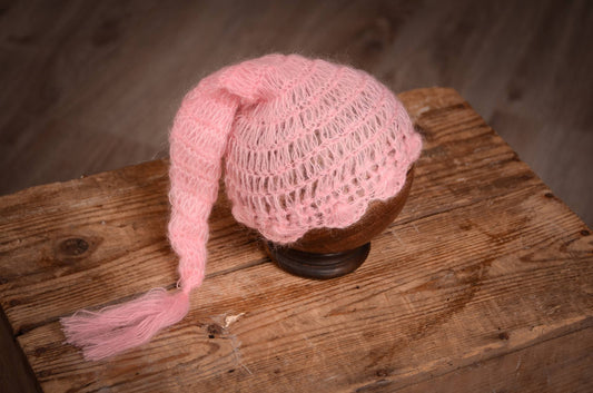 Ornate Mohair Sleeping Hat - Pink-Newborn Photography Props