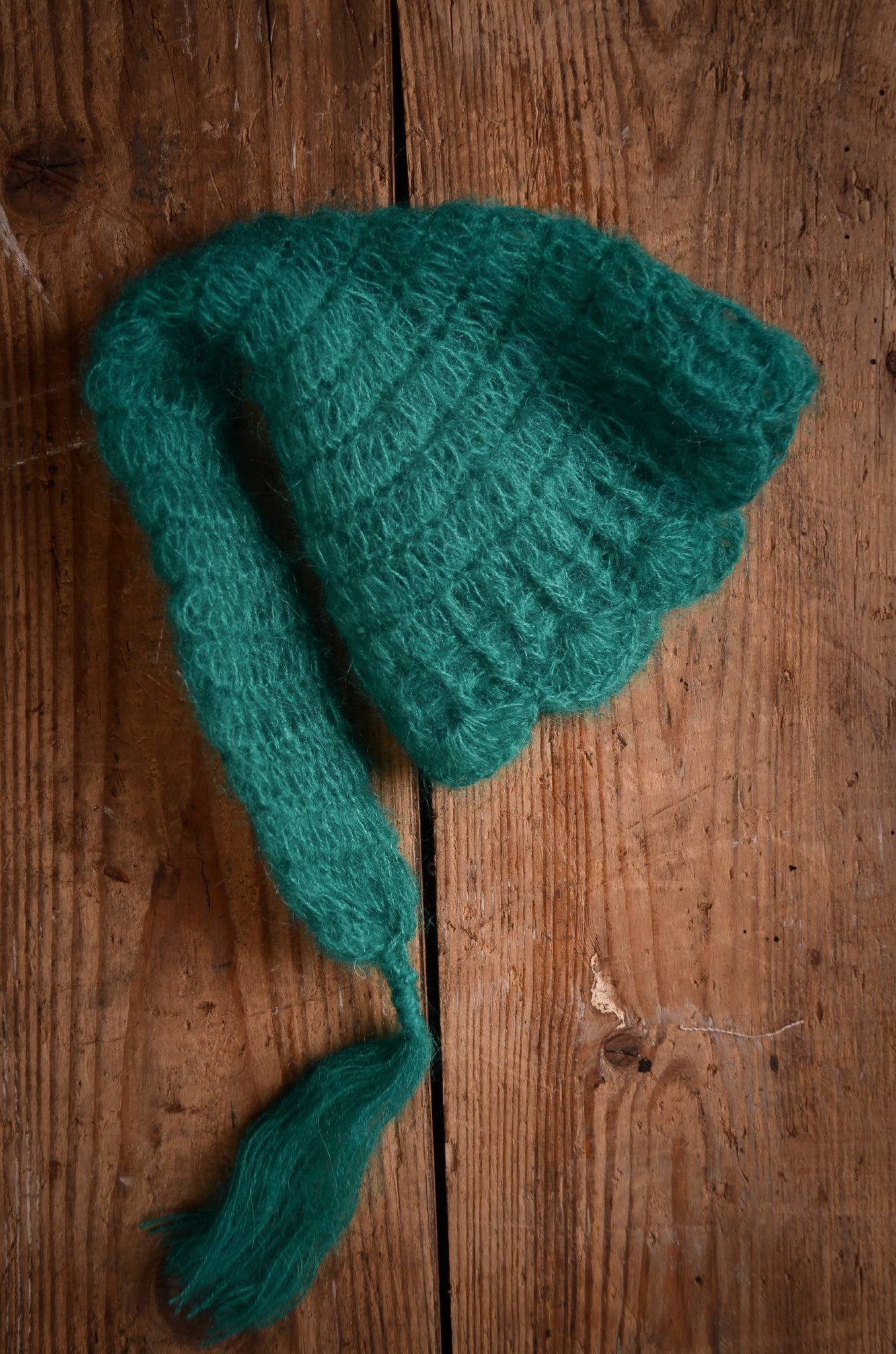 Ornate Mohair Sleeping Hat - Peacock Green-Newborn Photography Props