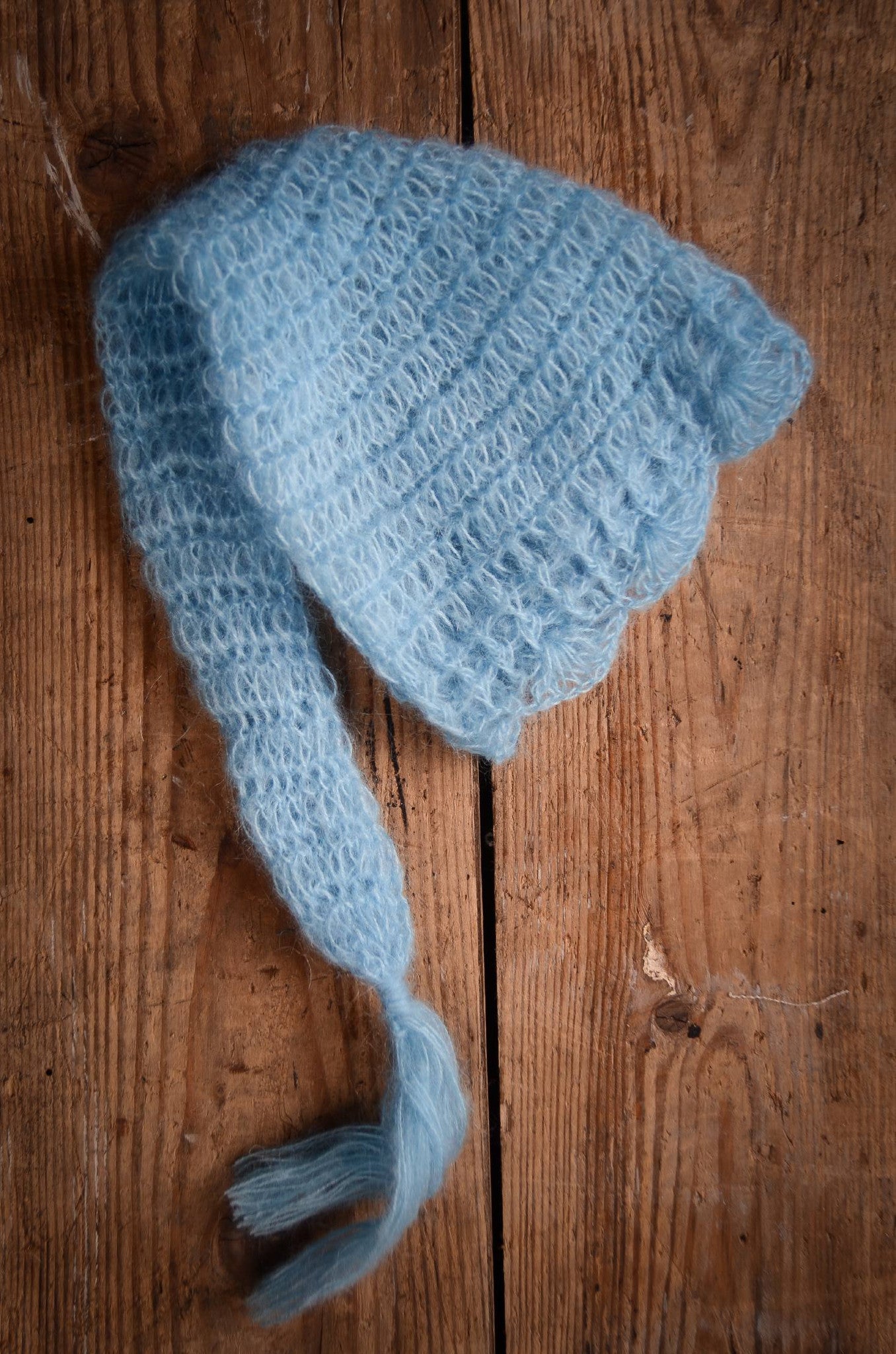 Ornate Mohair Sleeping Hat - Sky Blue-Newborn Photography Props