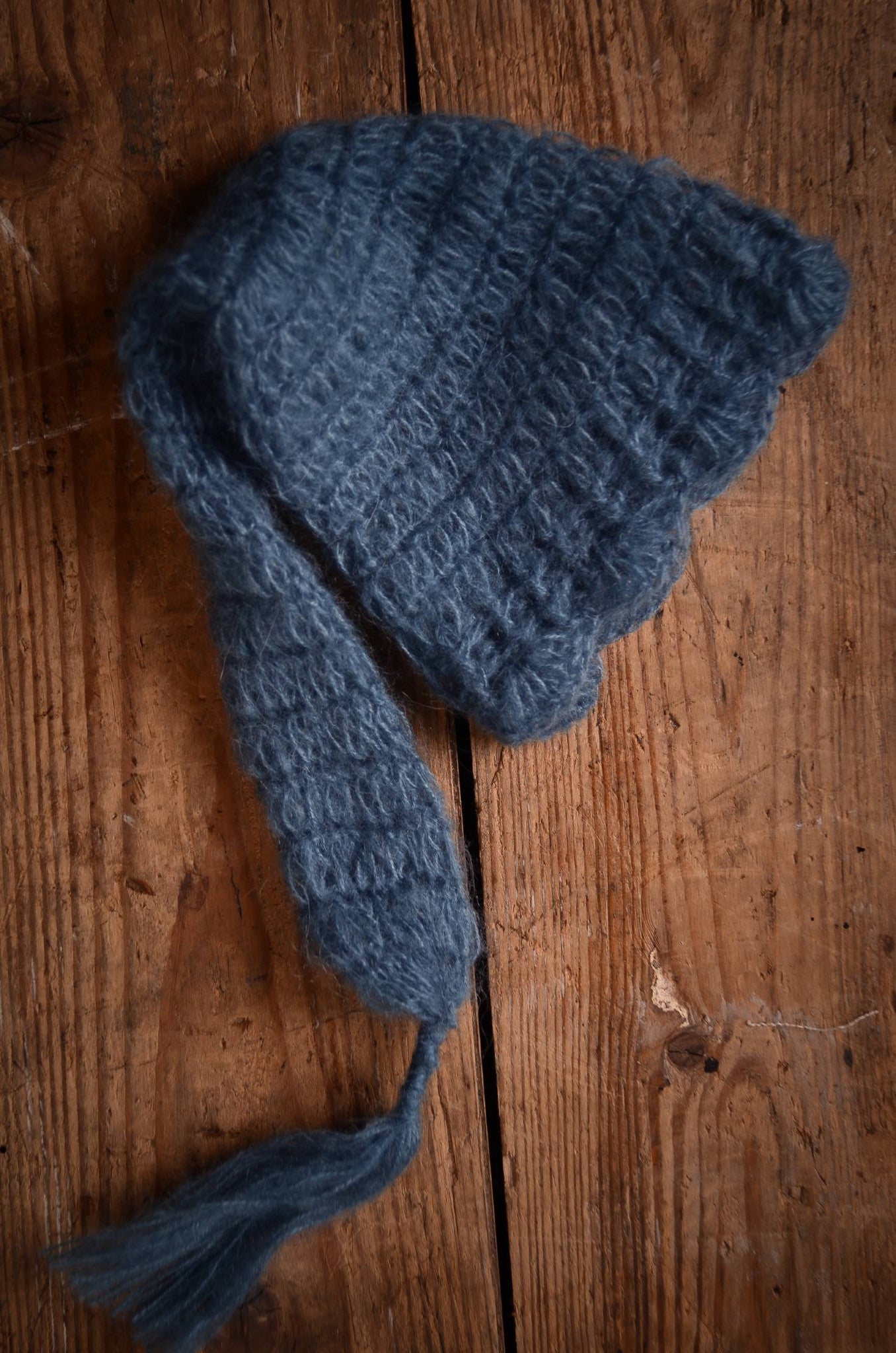 Ornate Mohair Sleeping Hat - Steel Blue-Newborn Photography Props