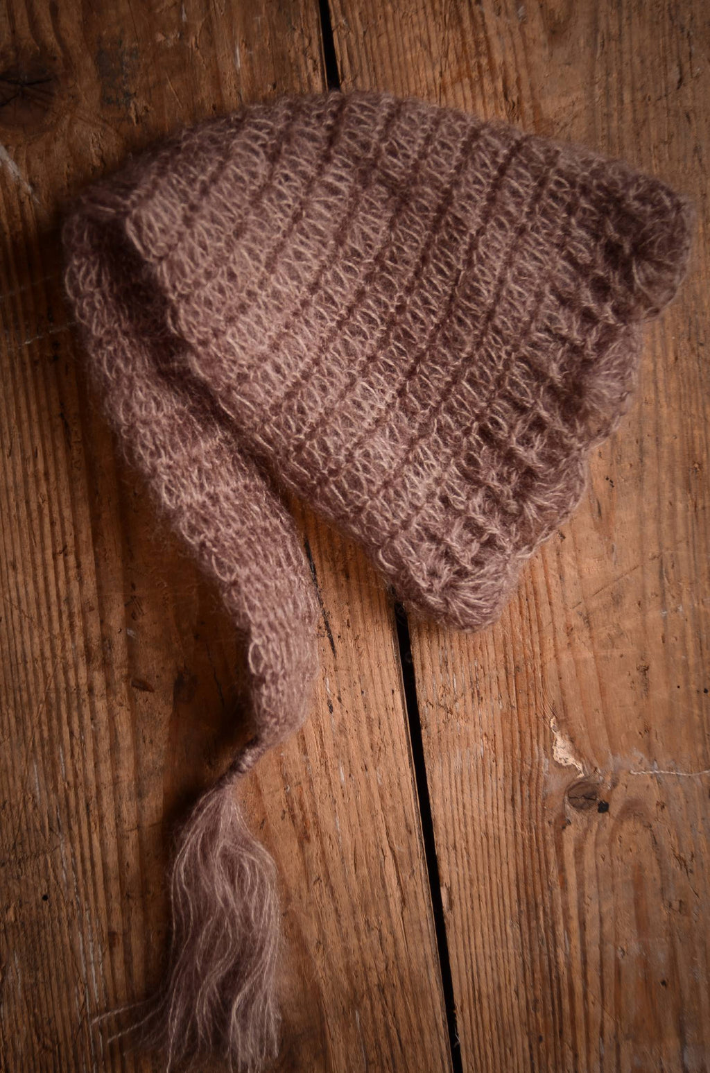 Ornate Mohair Sleeping Hat - Nut-Newborn Photography Props