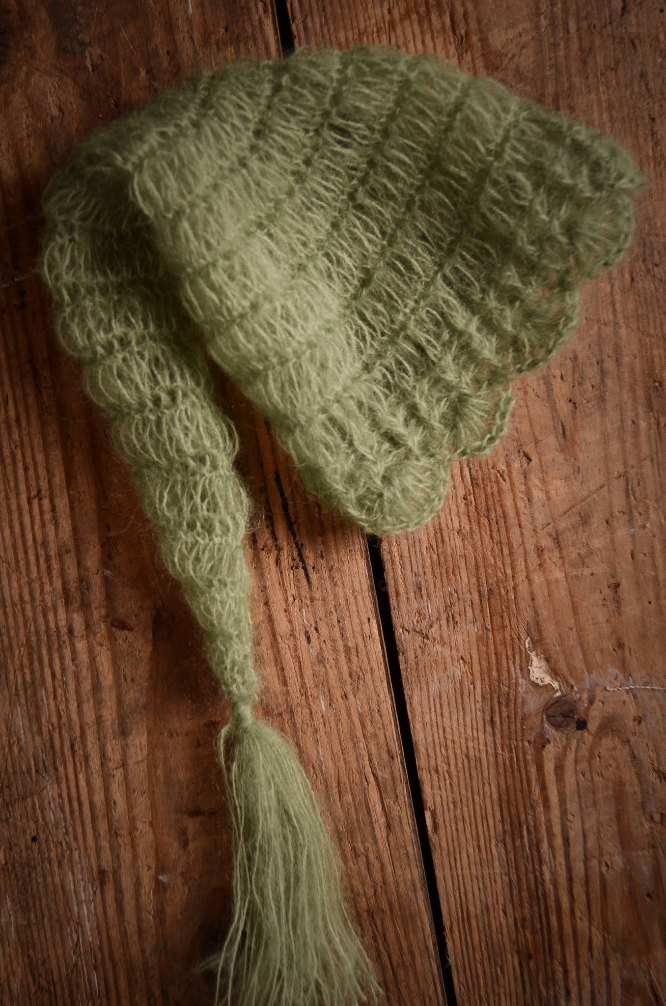 Ornate Mohair Sleeping Hat - Sage-Newborn Photography Props