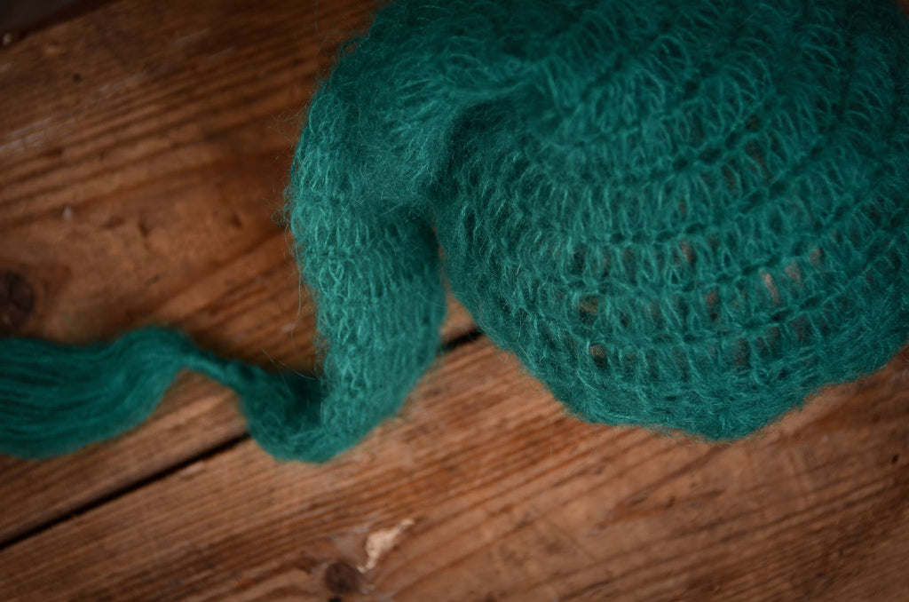 Ornate Mohair Sleeping Hat - Peacock Green-Newborn Photography Props