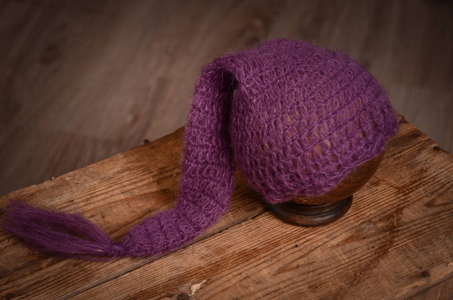 Ornate Mohair Sleeping Hat - Violet-Newborn Photography Props