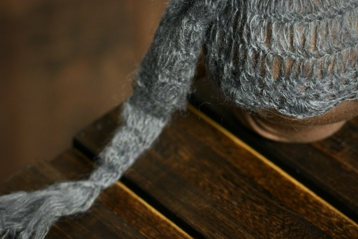Ornate Mohair Sleeping Hat - Gray-Newborn Photography Props