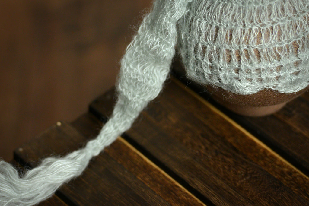 Ornate Mohair Sleeping Hat - Pale Green-Newborn Photography Props