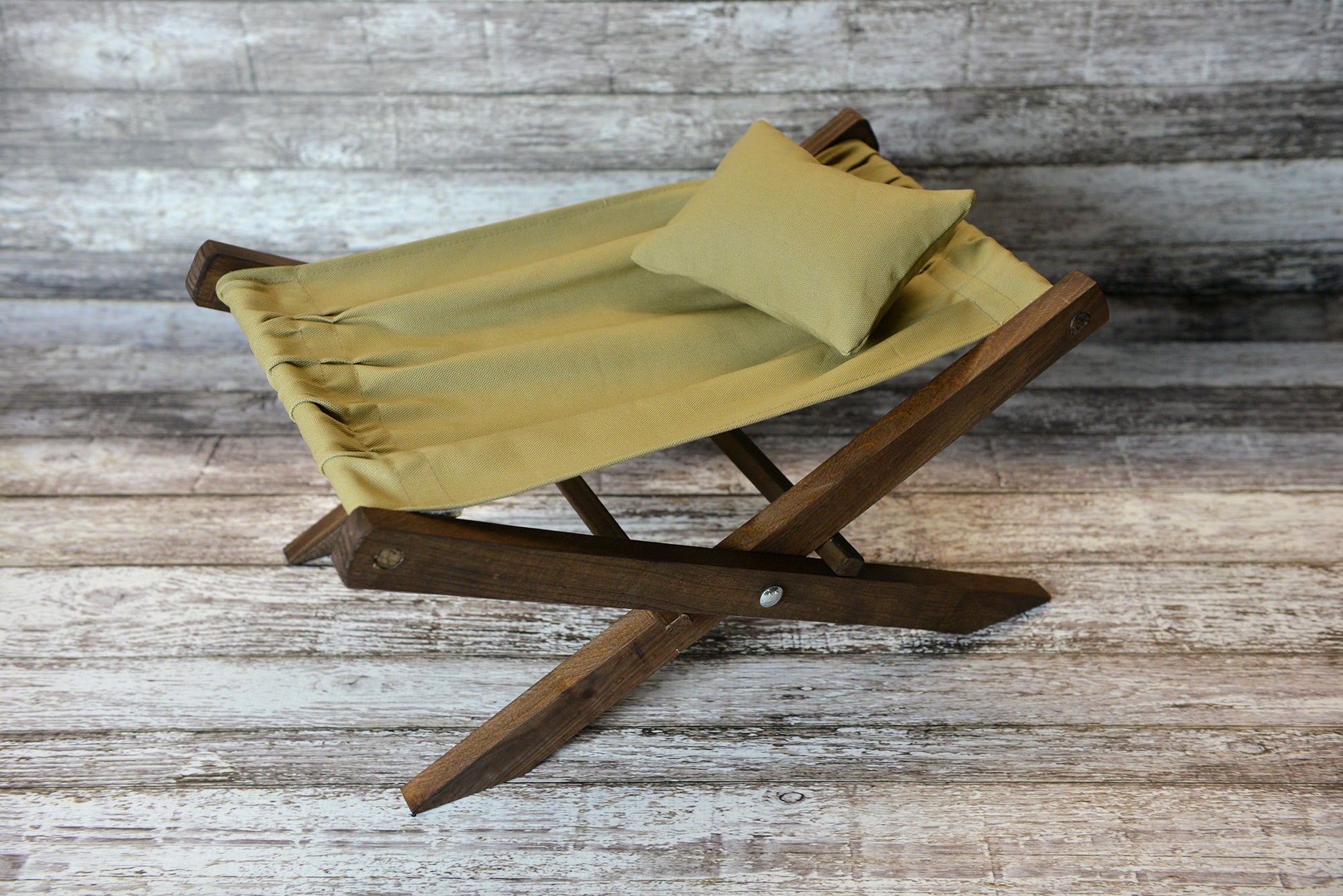 Rustic Deck Chair AND Matching Pillow - Khaki Canvas - Interchangeable-Newborn Photography Props