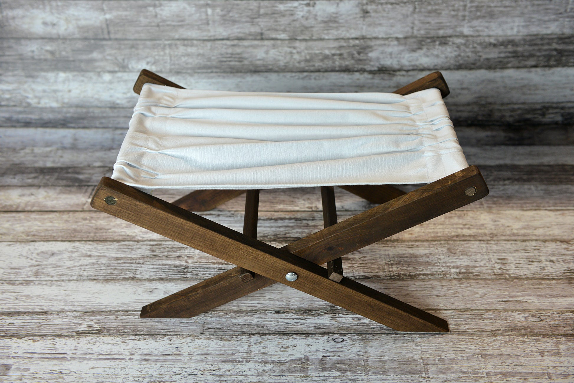 Rustic Deck Chair AND Matching Pillow - White Canvas - Interchangeable-Newborn Photography Props