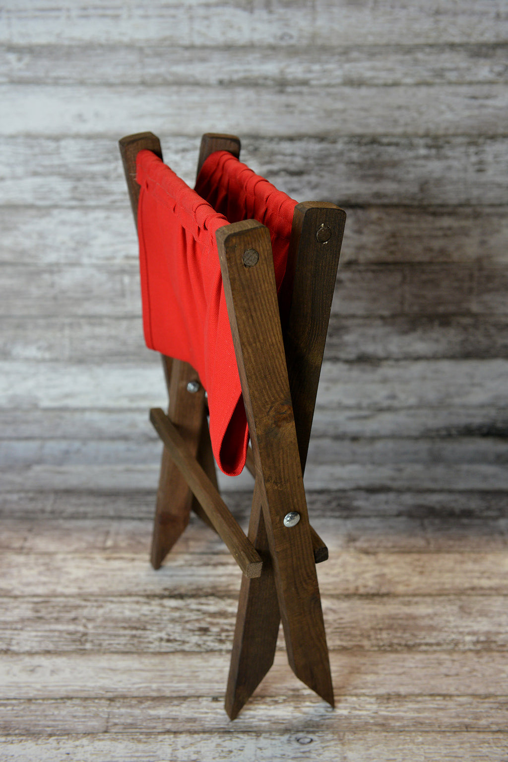 Rustic Deck Chair AND Matching Pillow - Red Canvas - Interchangeable-Newborn Photography Props