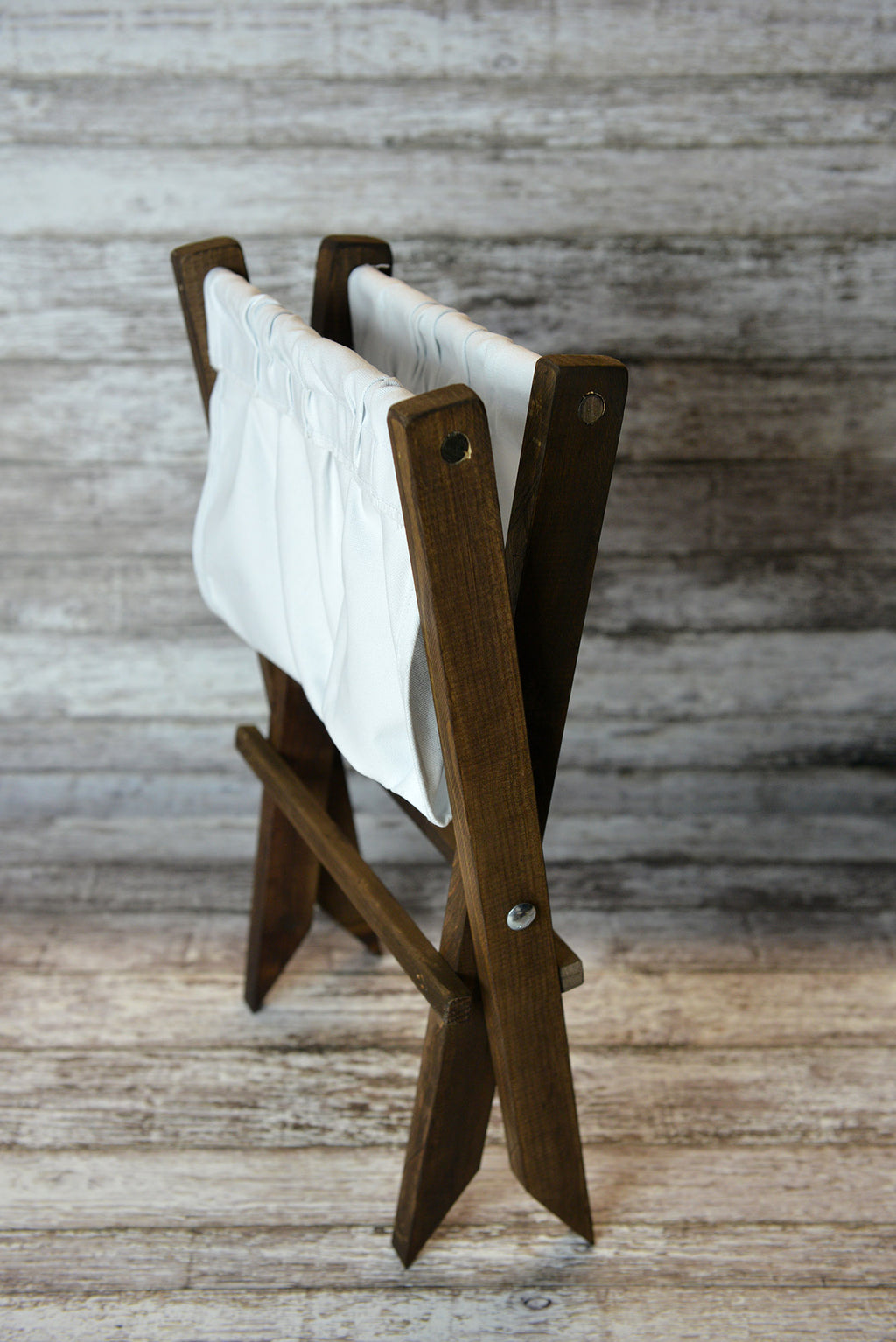 Rustic Deck Chair AND Matching Pillow - White Canvas - Interchangeable-Newborn Photography Props