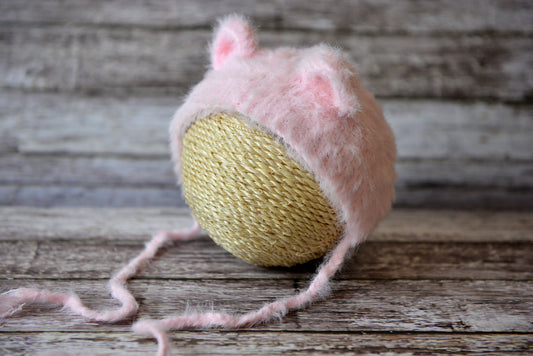 Bear Bonnet - Light Pink-Newborn Photography Props