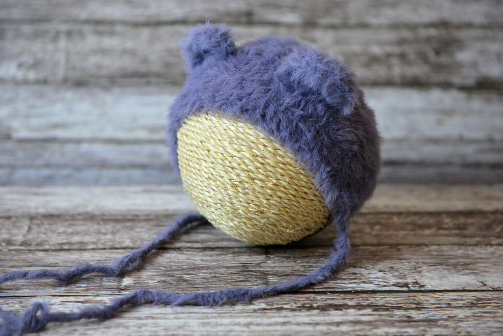 Bear Bonnet - Dark Lilac-Newborn Photography Props