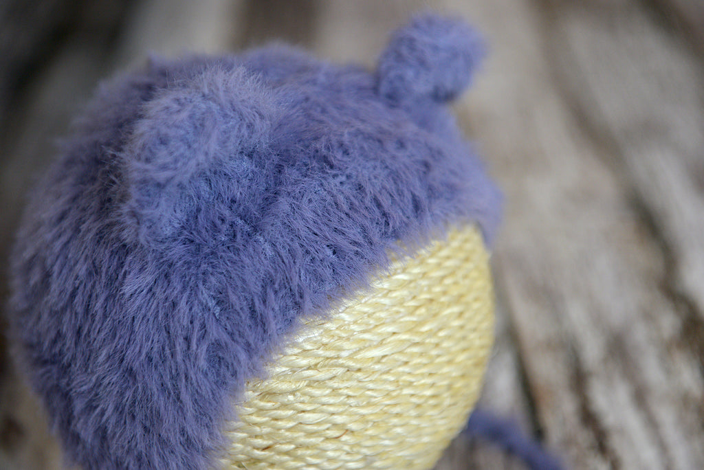 Bear Bonnet - Dark Lilac-Newborn Photography Props