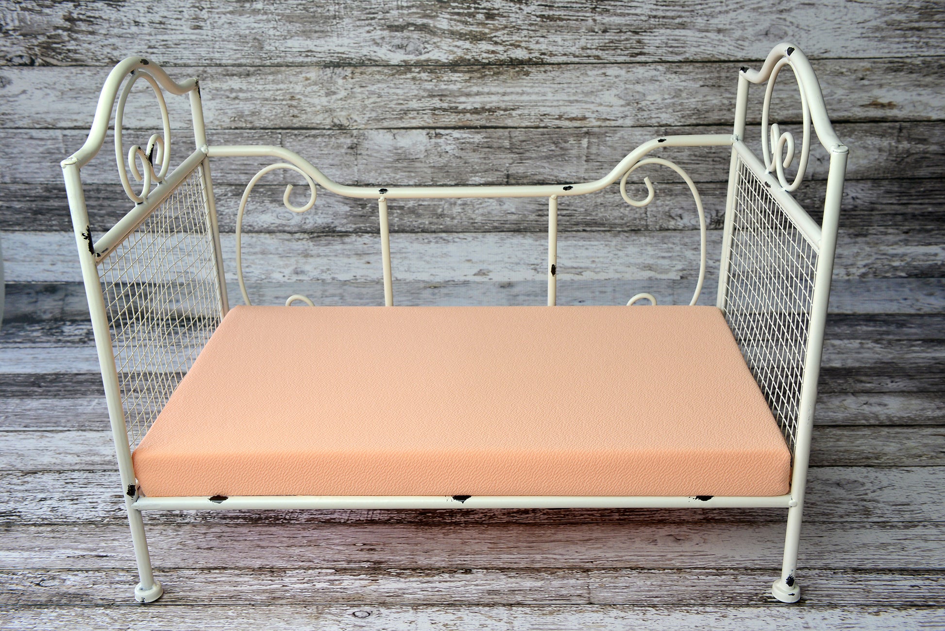 Mattress with Cover - Textured - Peach-Newborn Photography Props