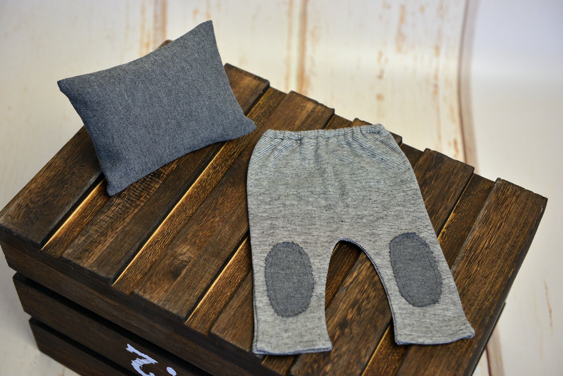 SET Pillow and Pants - Knee Patch - Gray-Newborn Photography Props