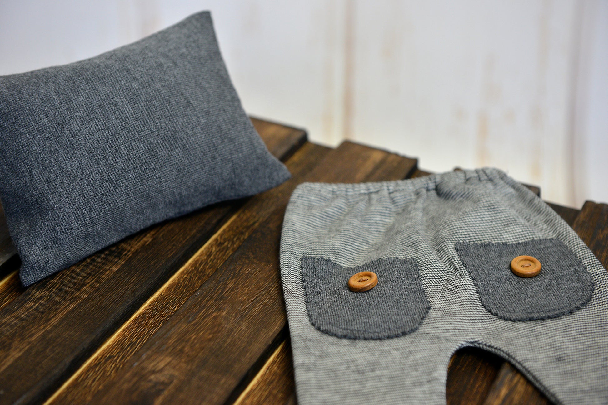 SET Pillow and Pants - Knee Patch - Gray-Newborn Photography Props