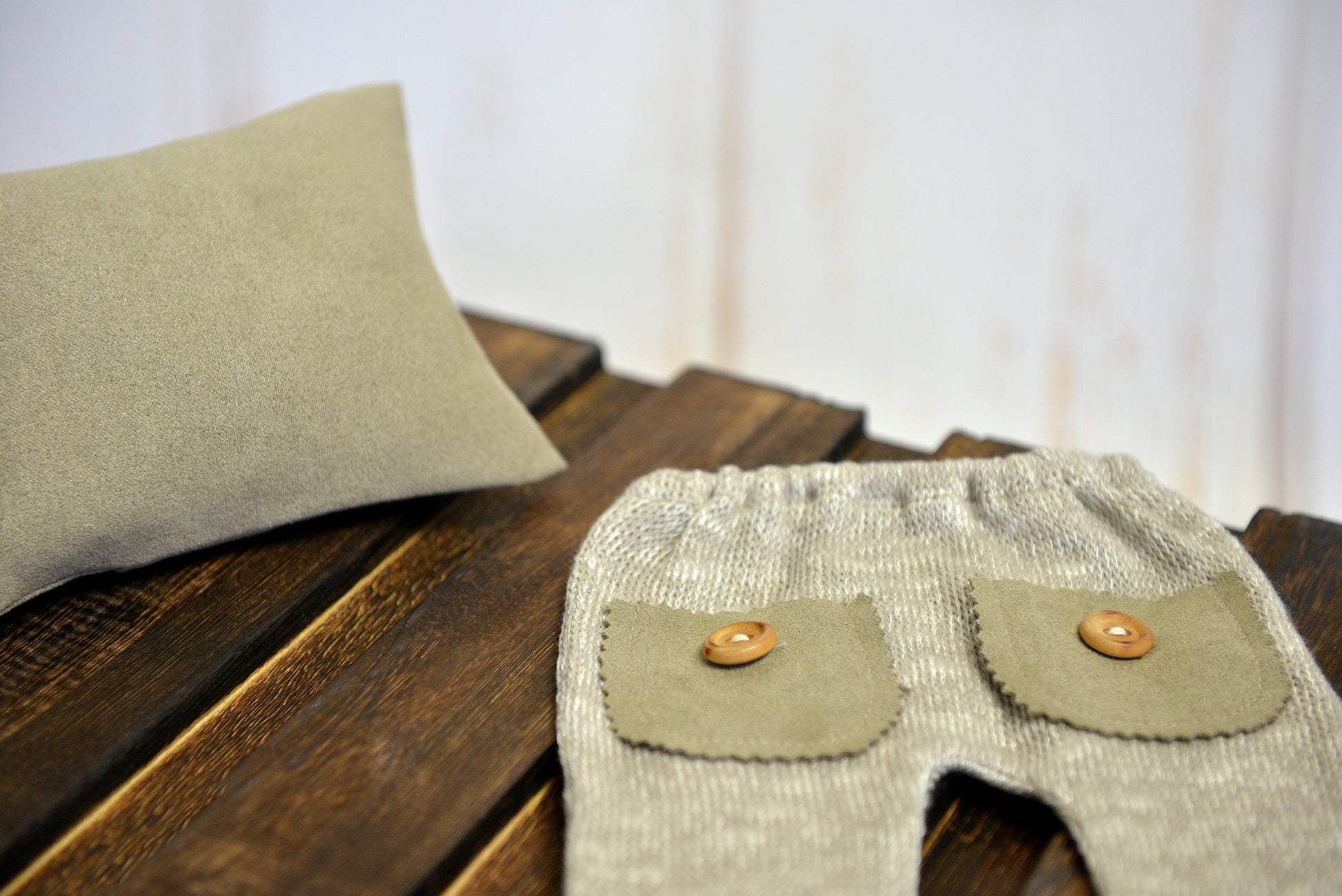 SET Pillow and Pants - Beige-Newborn Photography Props
