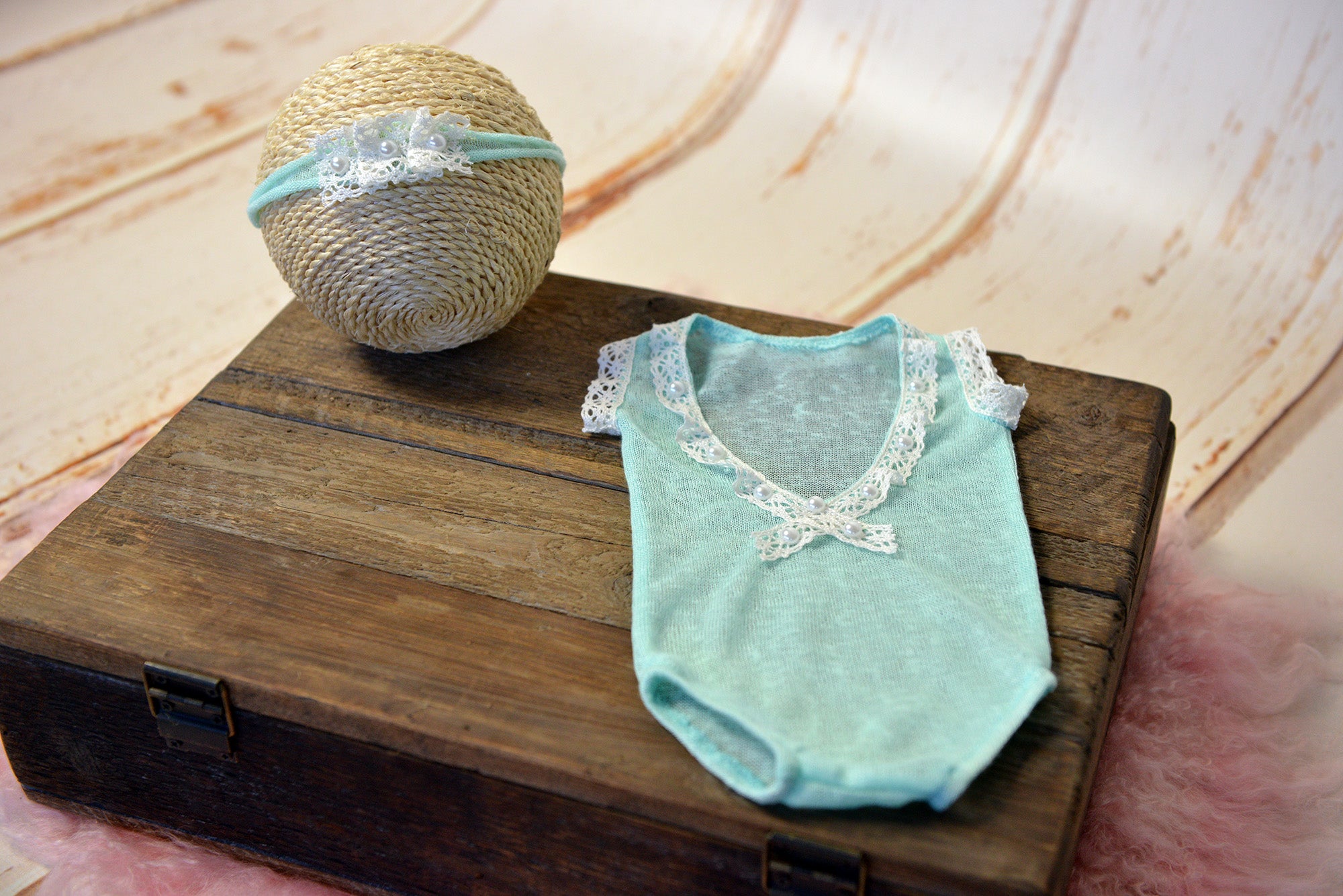 SET Bodysuit and Headband - Aquamarine-Newborn Photography Props