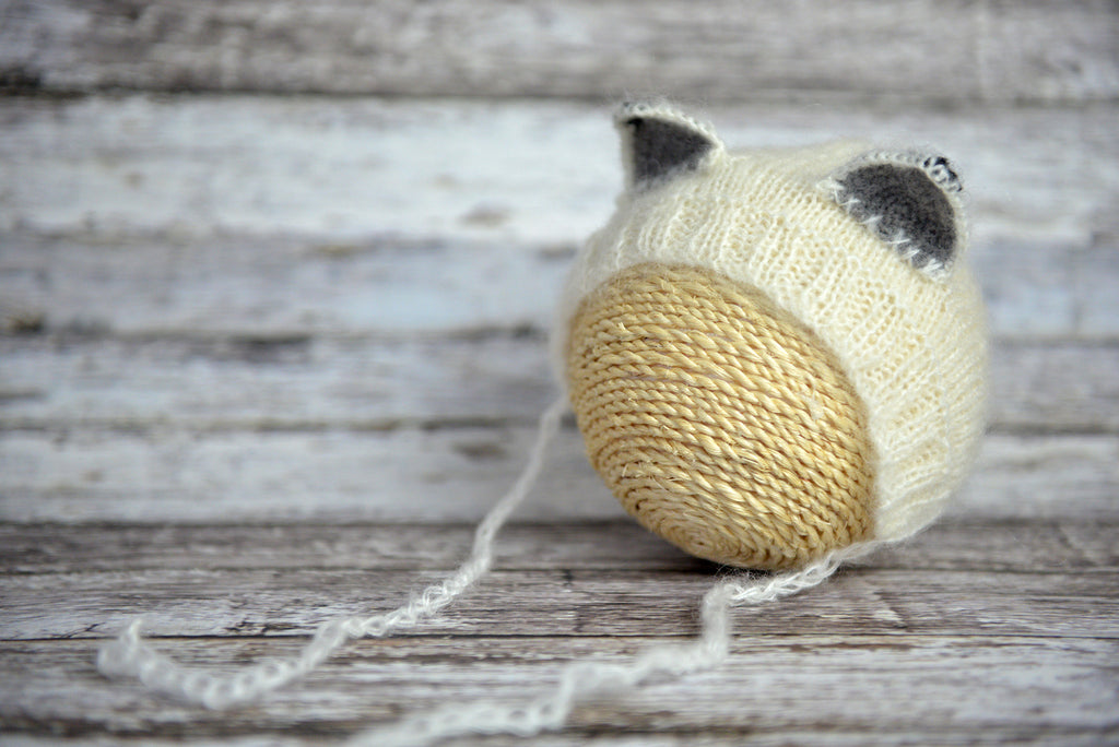Mohair Fox Bonnet - White-Newborn Photography Props
