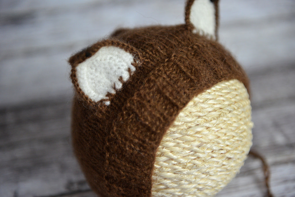 Mohair Fox Bonnet - Brown-Newborn Photography Props