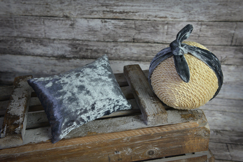 Bandana and Mini Pillow - Velvet - Silver-Newborn Photography Props