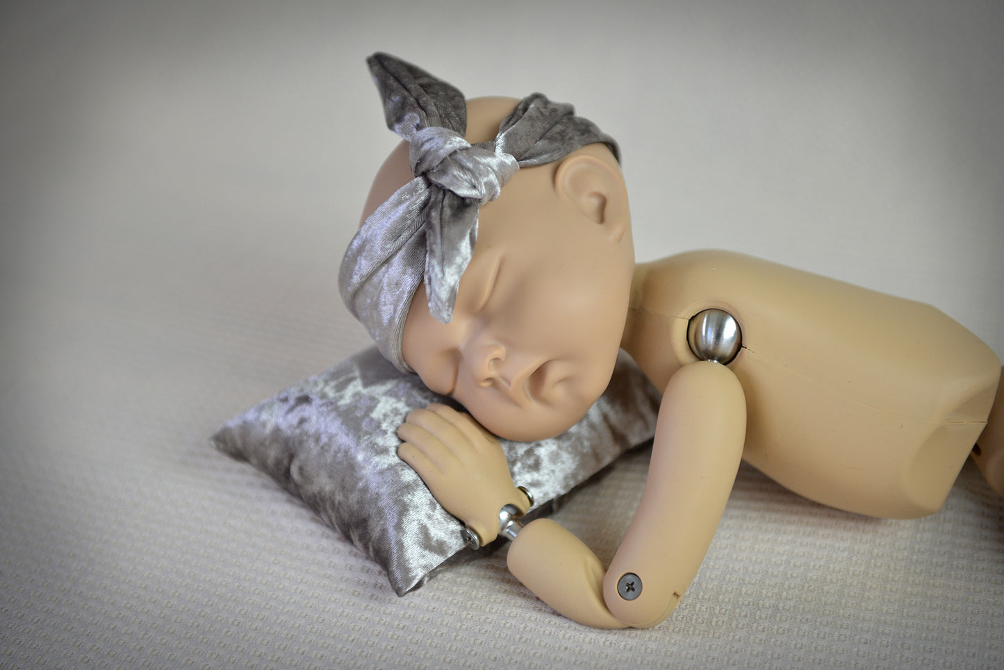 Bandana and Mini Pillow - Velvet - Silver-Newborn Photography Props