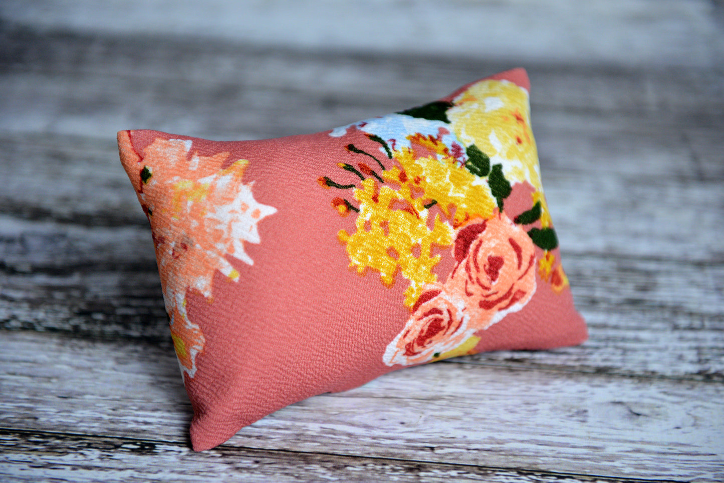 Mini Pillow with Cover - Textured - Floral 3-Newborn Photography Props