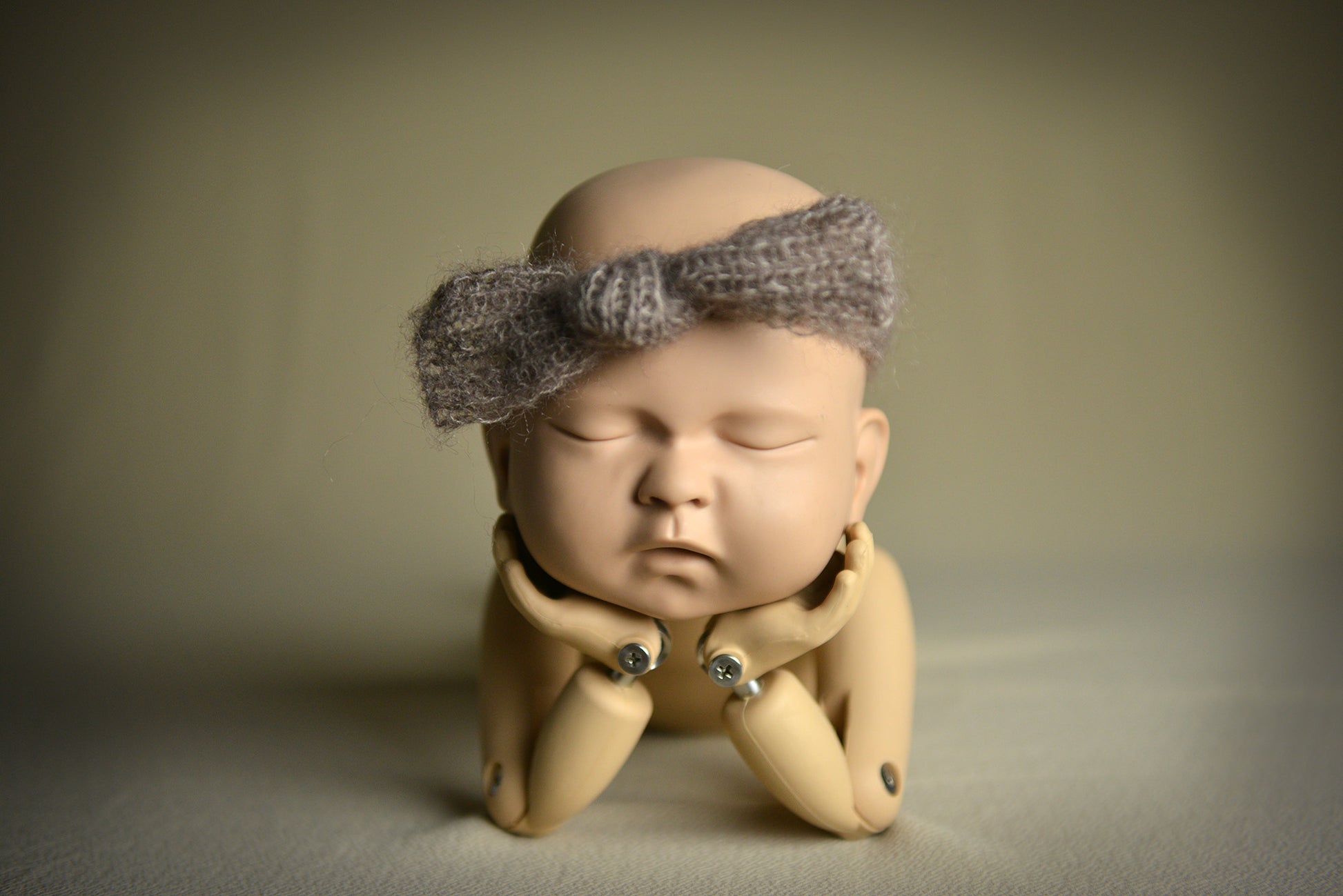 Mohair Bow Headband - Nut-Newborn Photography Props
