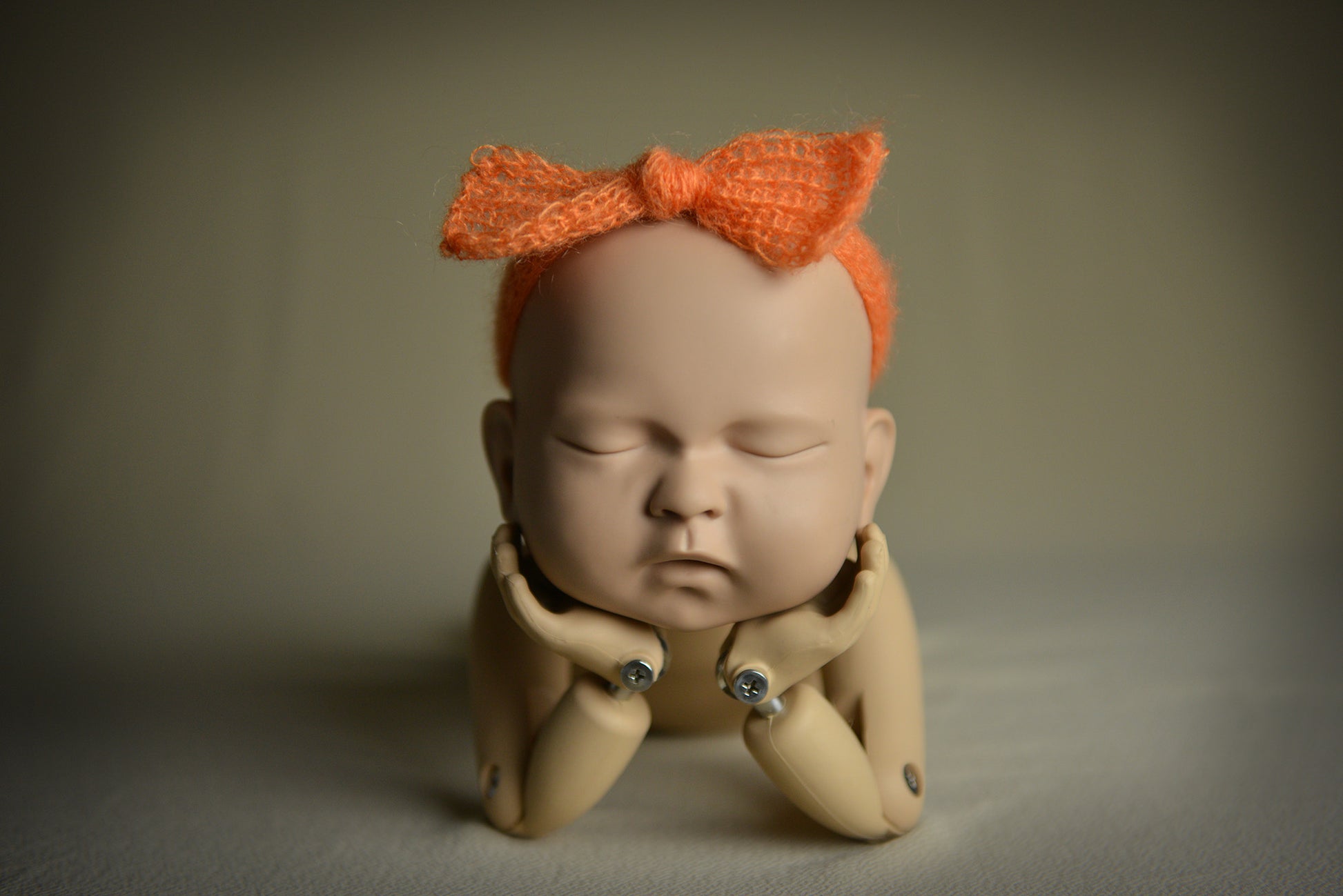 Mohair Bow Headband - Orange-Newborn Photography Props
