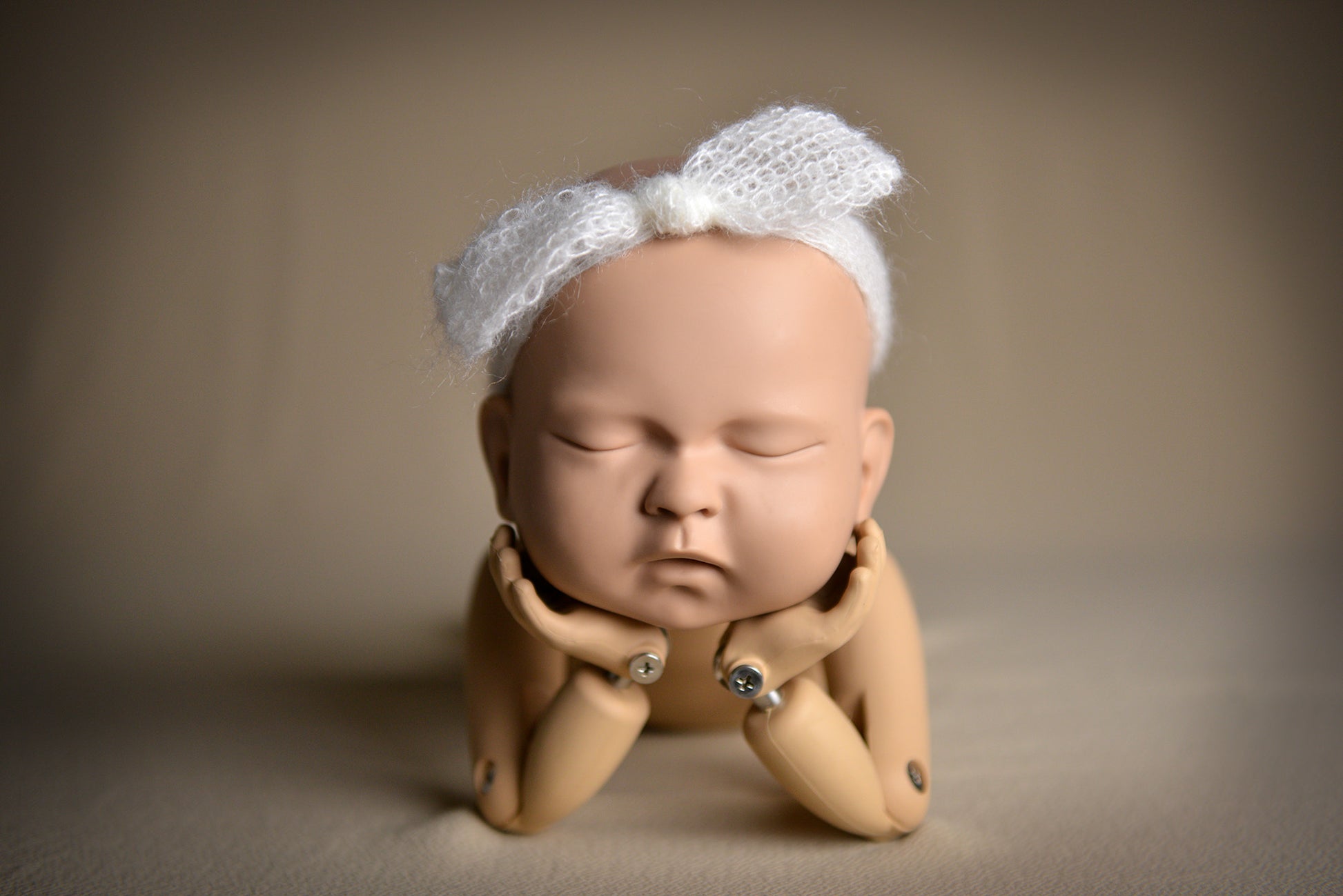 Mohair Bow Headband - Milk White-Newborn Photography Props