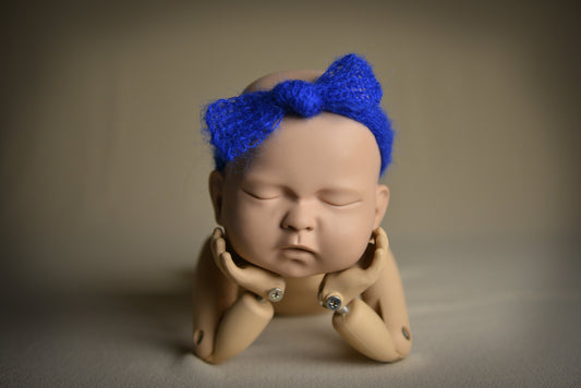 Mohair Bow Headband - Royal Blue-Newborn Photography Props