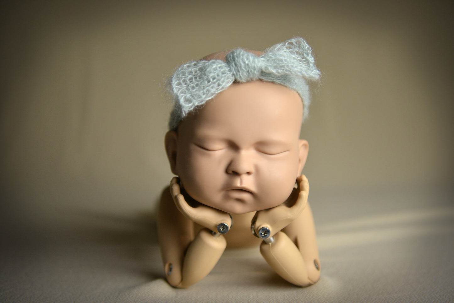 Mohair Bow Headband - Pale Green-Newborn Photography Props
