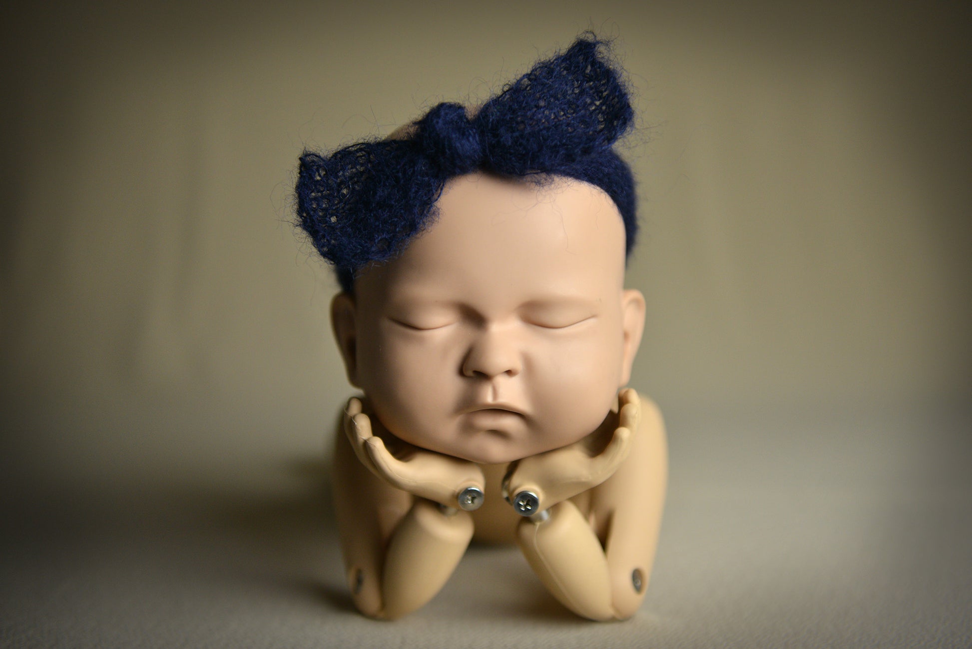 Mohair Bow Headband - Dark Blue-Newborn Photography Props
