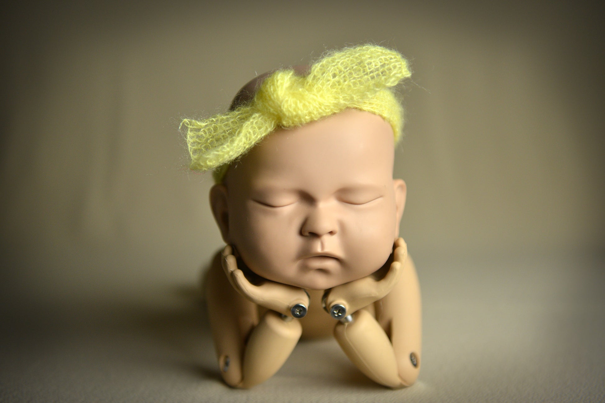 Mohair Bow Headband - Yellow-Newborn Photography Props