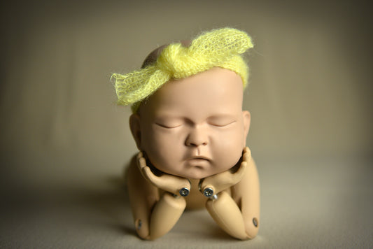 Mohair Bow Headband - Yellow-Newborn Photography Props