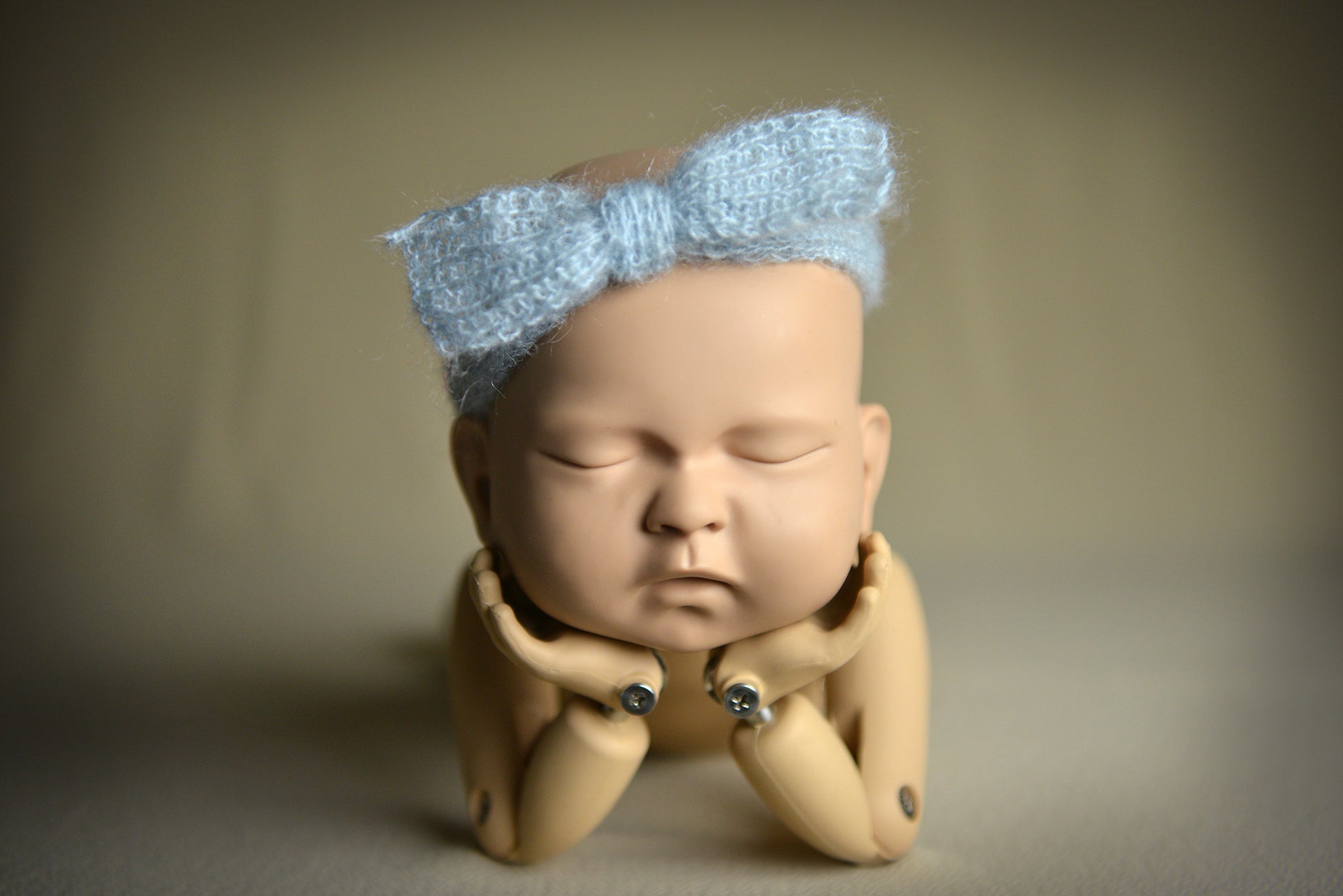 Mohair Bow Headband - Cloud-Newborn Photography Props
