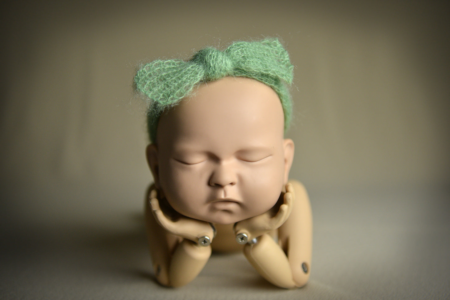 Mohair Bow Headband - Sage-Newborn Photography Props