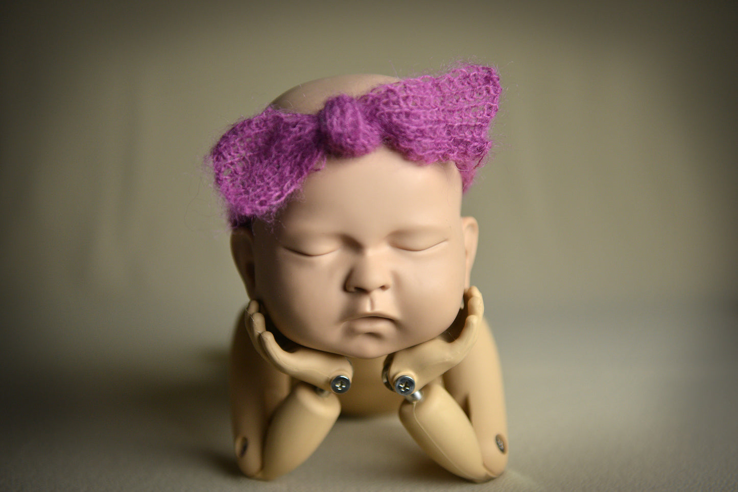 Mohair Bow Headband - Mauve-Newborn Photography Props
