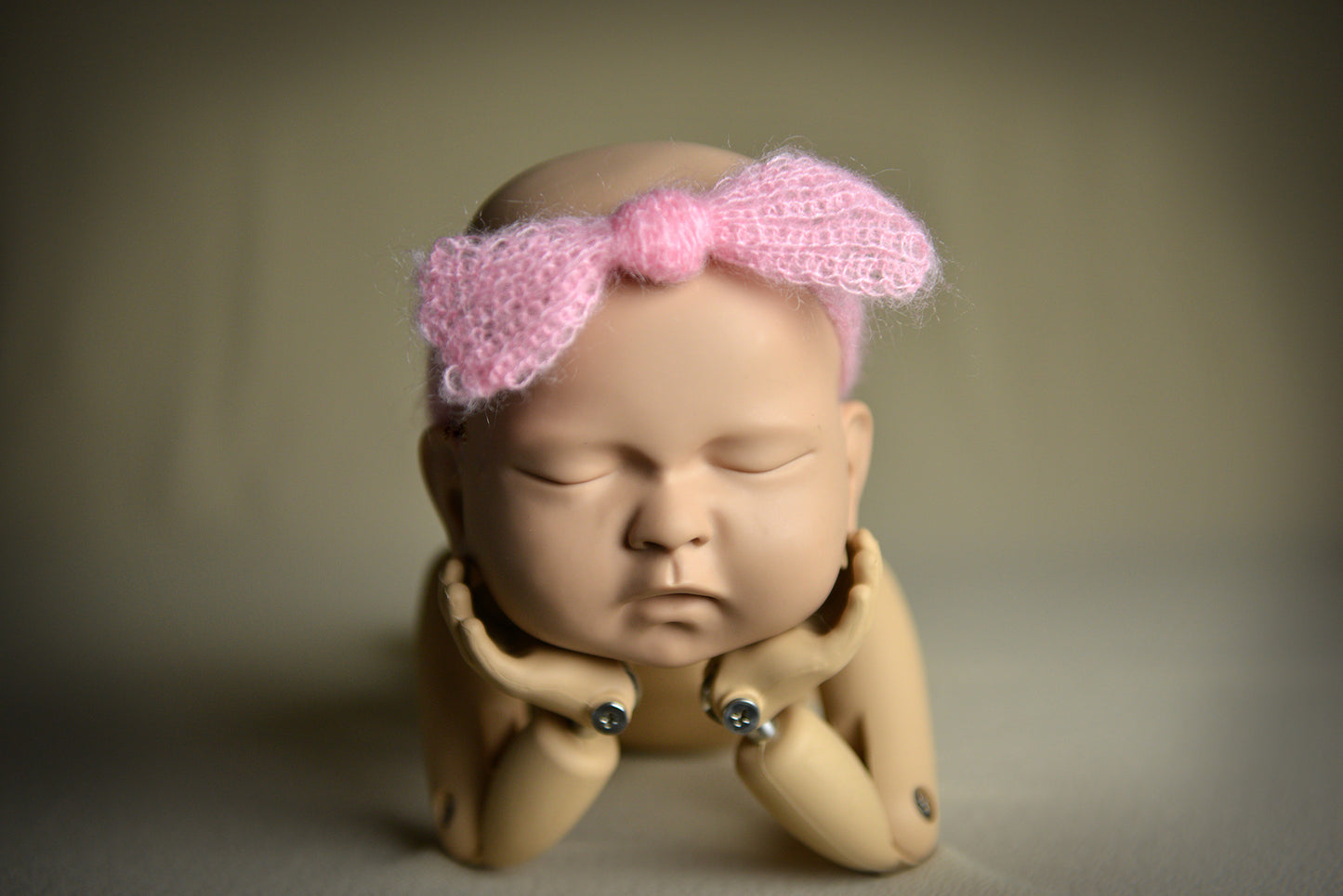 Mohair Bow Headband - Pink-Newborn Photography Props