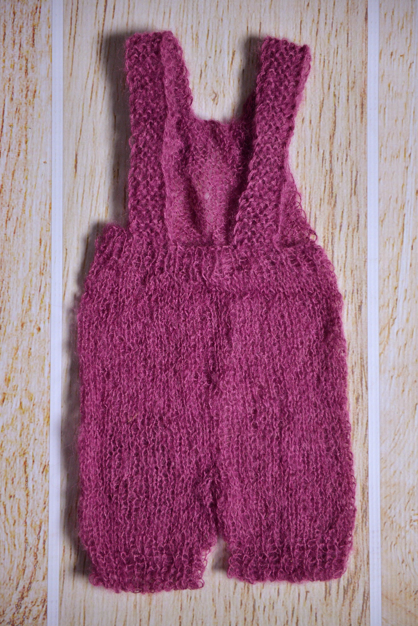 Mohair Overall with Patch and Buttons - Mauve-Newborn Photography Props