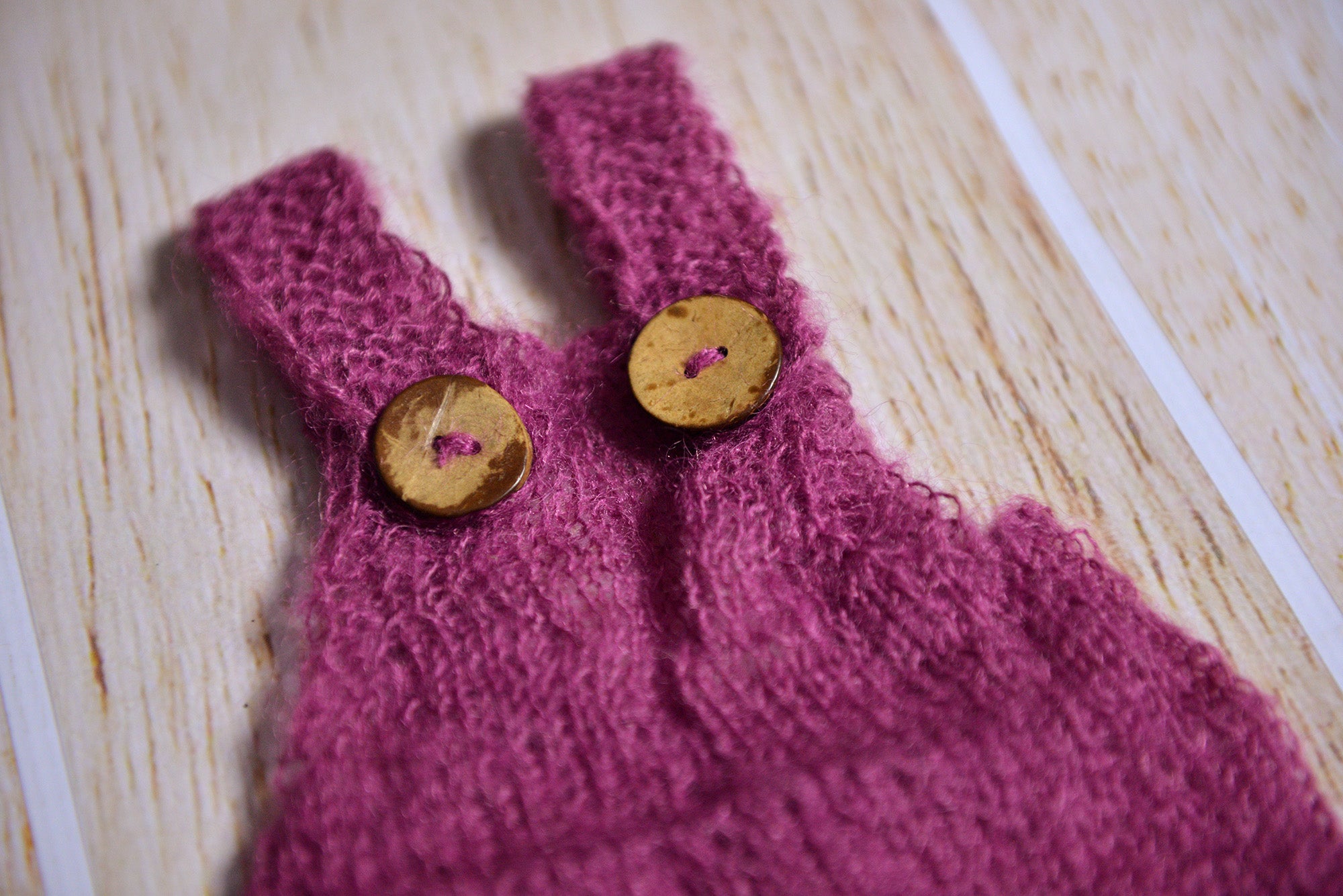 Mohair Overall with Patch and Buttons - Mauve-Newborn Photography Props