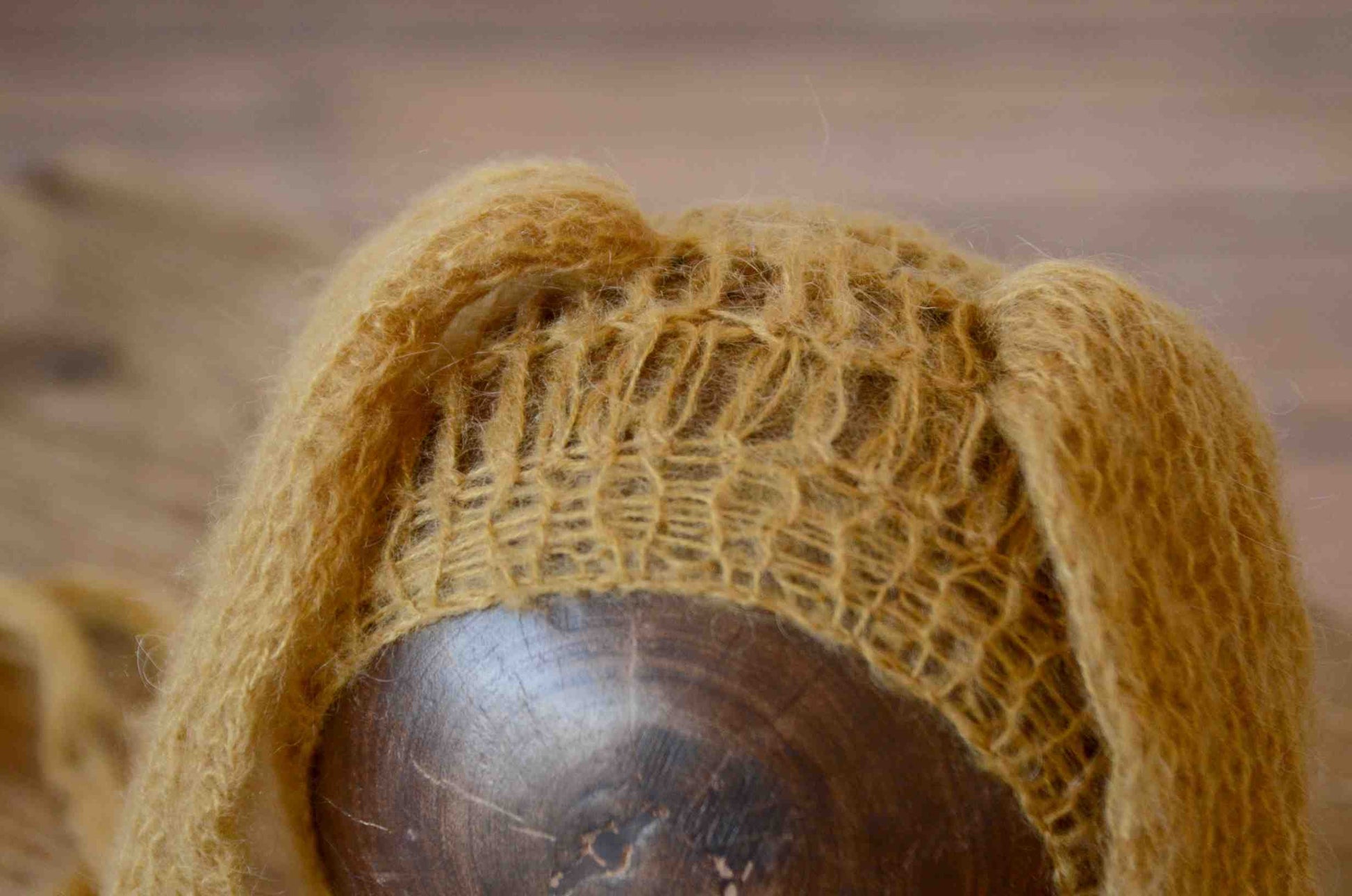 Rabbit Ears Mohair Hat - Light Brown-Newborn Photography Props