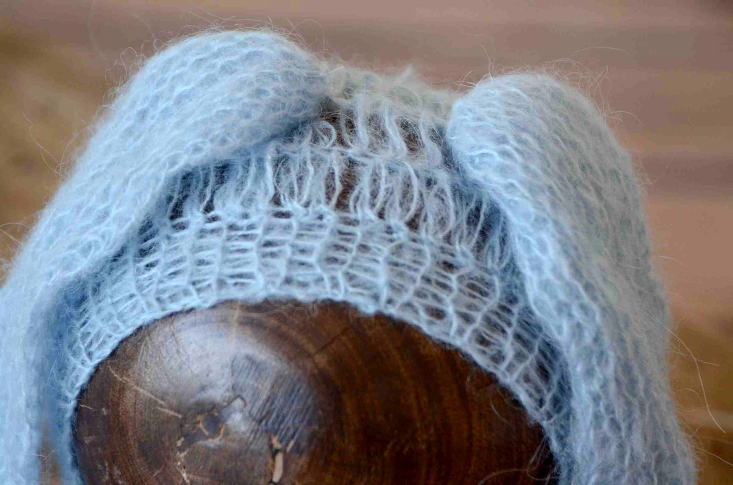 Rabbit Ears Mohair Hat - Light Blue-Newborn Photography Props